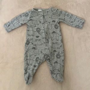 Baby grey animal footie